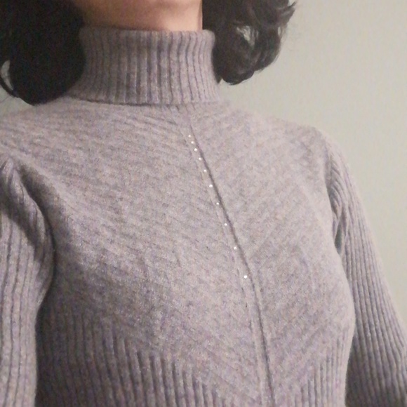 ❄️Women's 100% Cashmere Gray Turtleneck Sweater - Picture 6 of 7